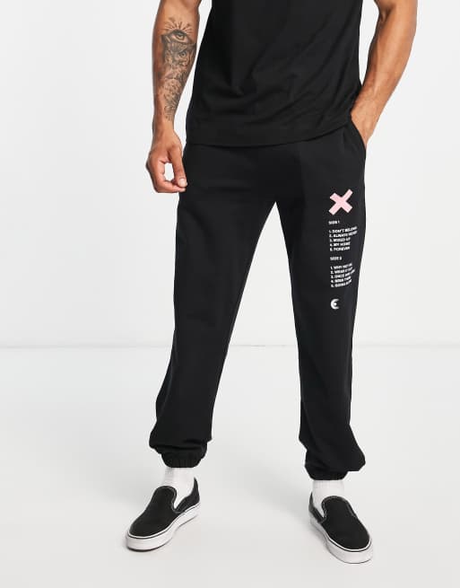 COLLUSION oversized joggers with print in black co-ord