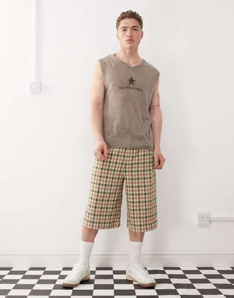 COLLUSION oversized jorts in mixed plaid - view 1