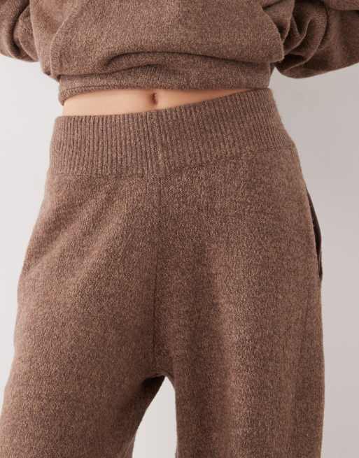 COLLUSION oversized knitted co-ord joggers in brown