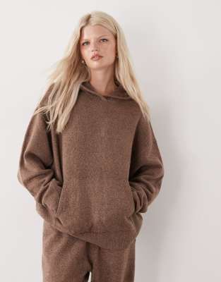 Collusion Oversized Knitted Hoodie In Brown