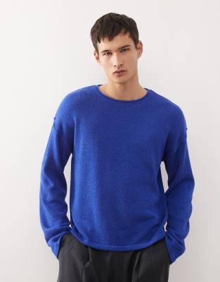 Collusion COLLUSION Oversized knitted sweat jumper in blue-Navy