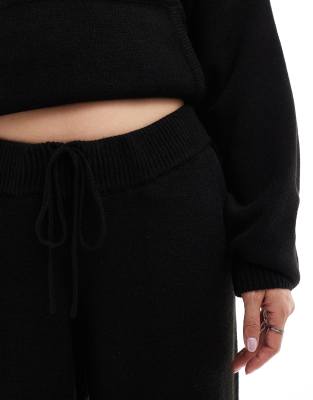 COLLUSION oversized knitted trackies in black (part of a set)