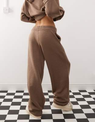 COLLUSION oversized knitted trackies in brown (part of a set)