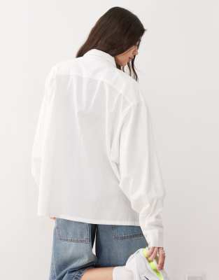 COLLUSION oversized woven blend shirt in white