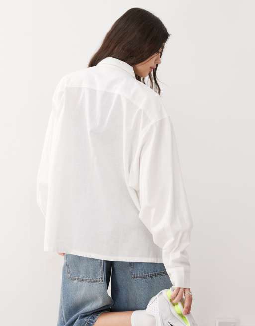 COLLUSION oversized woven blend shirt in white