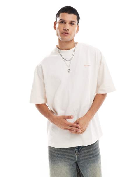 COLLUSION oversized logo pique t-shirt in stone - view 1