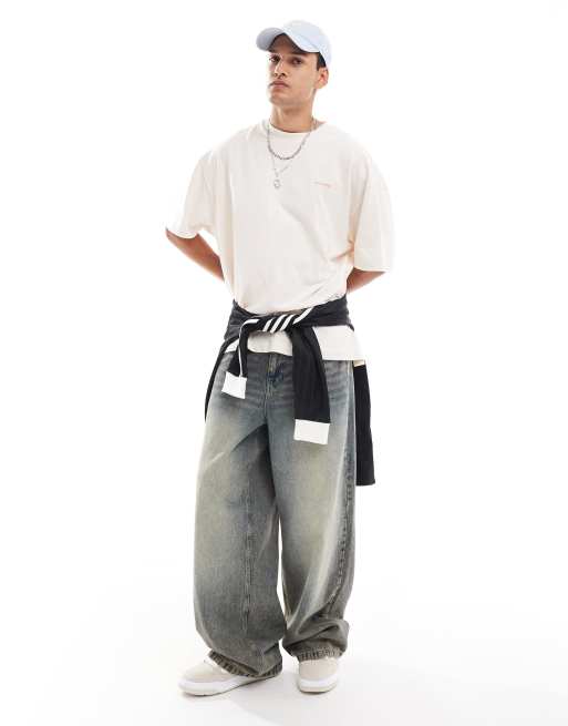 COLLUSION oversized logo pique t-shirt in stone