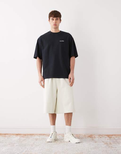 COLLUSION oversized logo t-shirt in black pique, 2 of 5