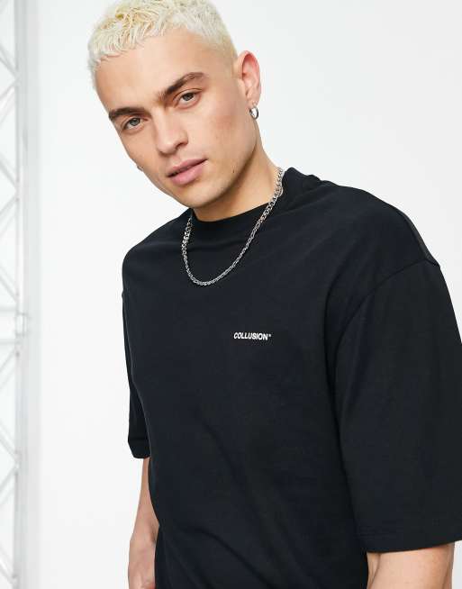 COLLUSION oversized logo t-shirt in black | ASOS