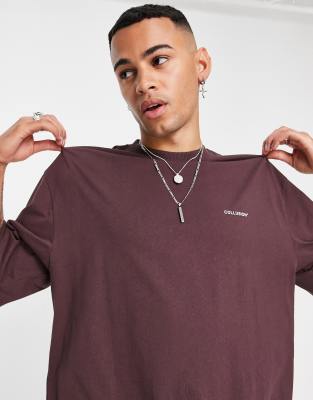 COLLUSION oversized logo t-shirt in brown