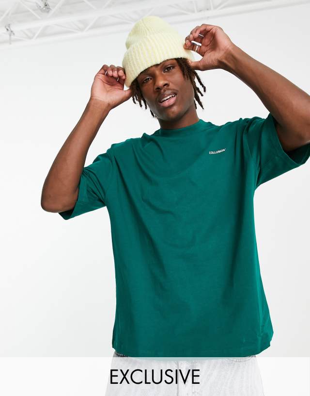 COLLUSION oversized logo T-shirt in green