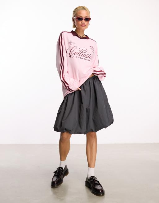 COLLUSION oversized long sleeve football shirt in pink ASOS