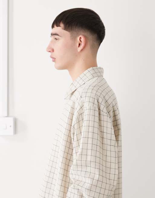 COLLUSION oversized long sleeve shirt in neutral plaid, 3 of 5