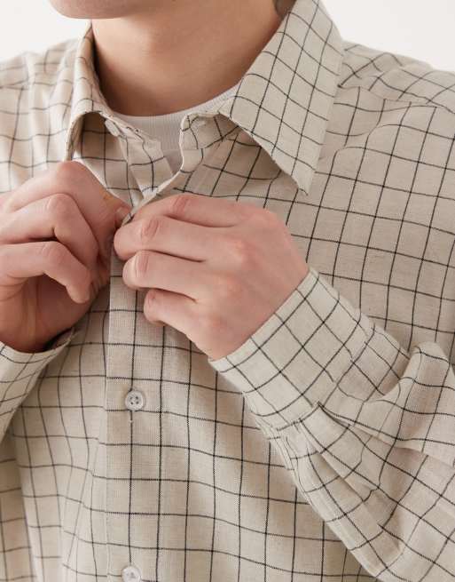 COLLUSION oversized long sleeve shirt in neutral plaid, 5 of 5
