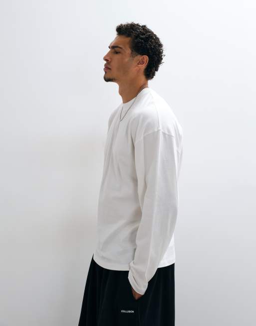 COLLUSION oversized long sleeve skate t-shirt in white, 5 of 5