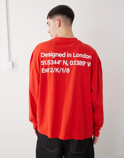 COLLUSION Oversized long sleeve t-shirt with back print in red - view 1