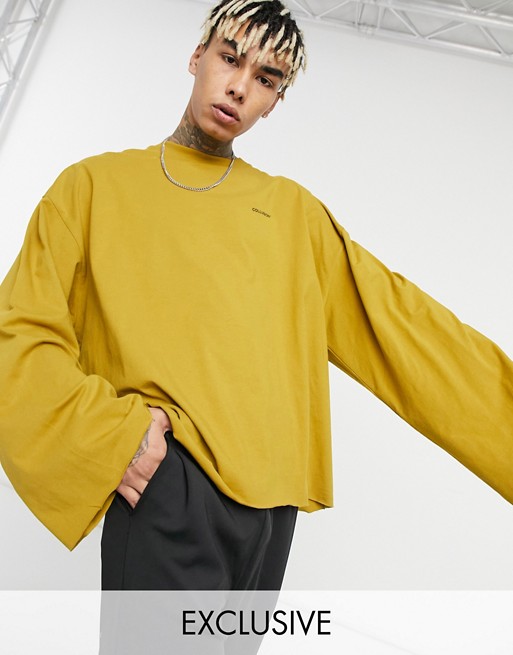 COLLUSION oversized long sleeve t-shirt with fluted sleeves in tan