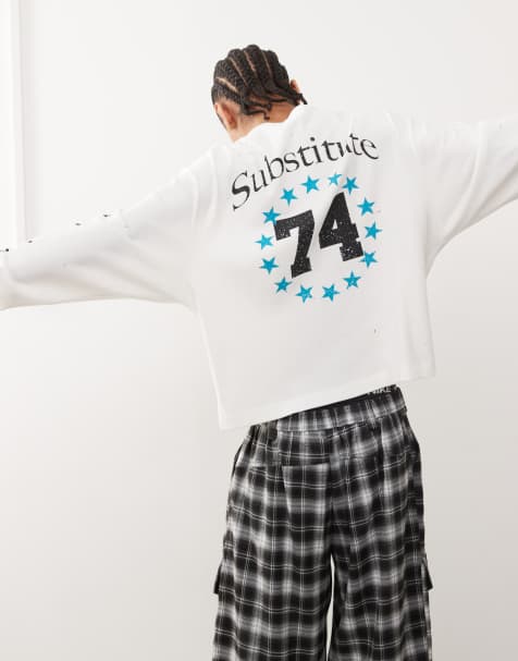 COLLUSION Oversized long sleeve with substitute print in ecru - view 1