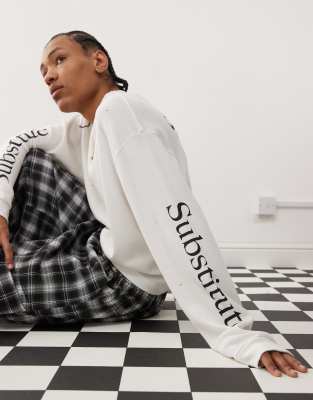 Collusion Oversized Long Sleeve With Substitute Print In White