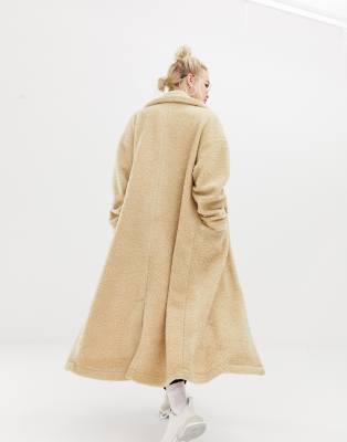 COLLUSION oversized longline teddy coat 