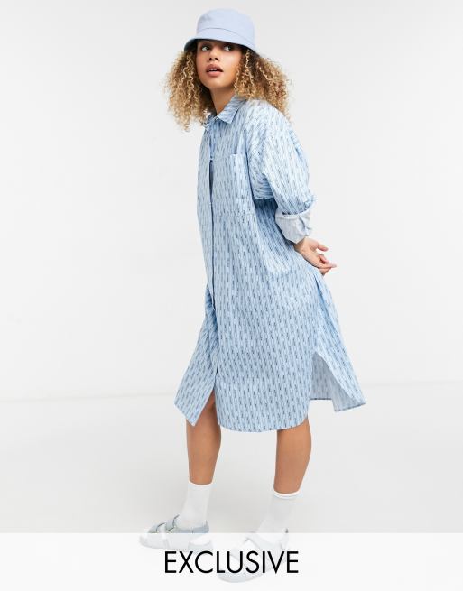 COLLUSION oversized midi shirt dress in blue Collusion stripe | ASOS