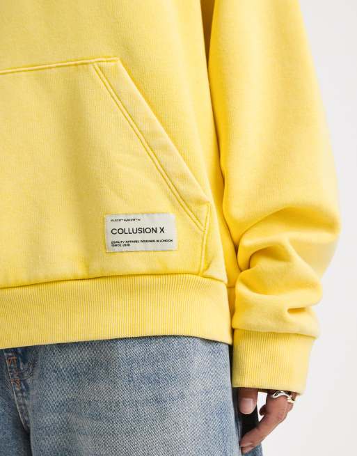 COLLUSION - Oversized og gul hættetrøje med forvasket look, 3 af 4