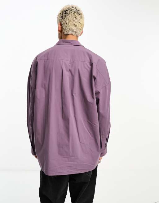 COLLUSION - Oversized overhemd in wijnkleur, 3 van 4
