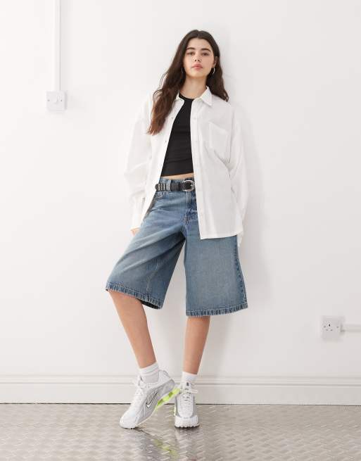 COLLUSION - Oversized overhemd van linnenmix in wit, 3 van 4