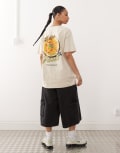 [Collusion] COLLUSION oversized pasta back graphic t-shirt in sand-Neutral M Sand