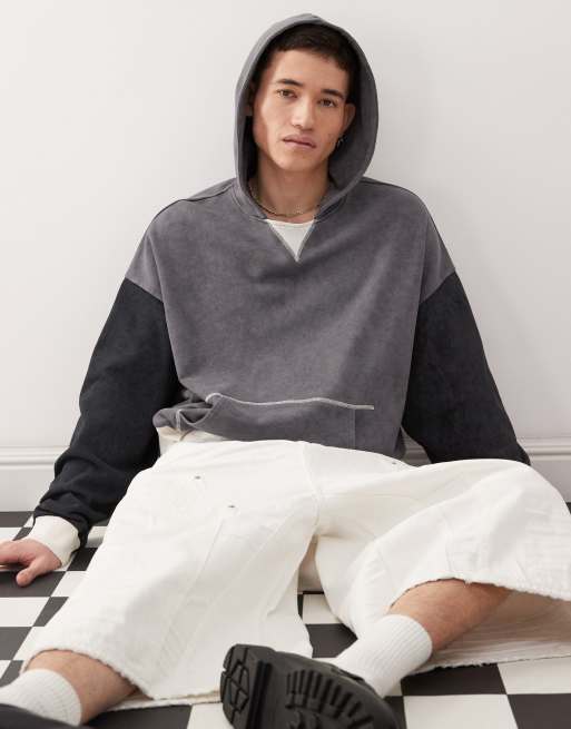 COLLUSION oversized patchwork hoodie with print in multi