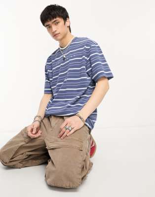 COLLUSION oversized pique t-shirt in blue stripe