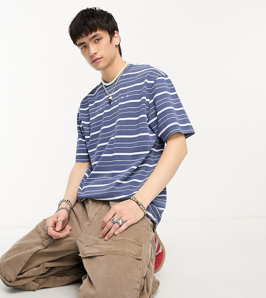 COLLUSION oversized pique t-shirt in blue stripe