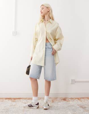 Collusion Oversized Poplin Shirt In Yellow
