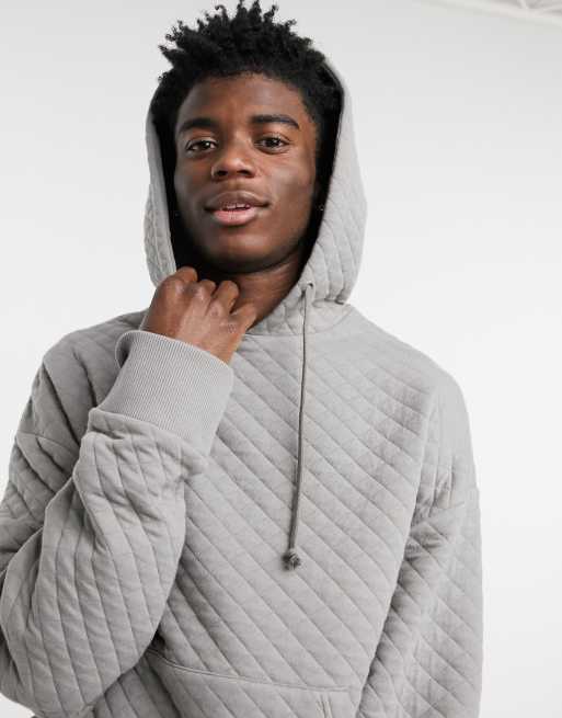 COLLUSION oversized quilted hoodie in gray