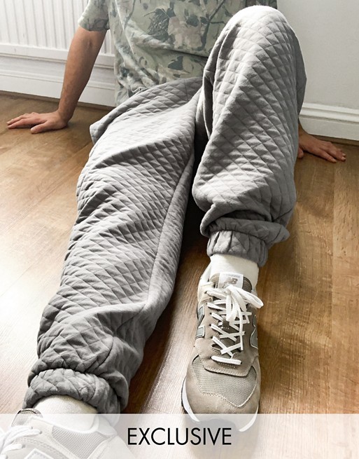 COLLUSION oversized quilted joggers in grey