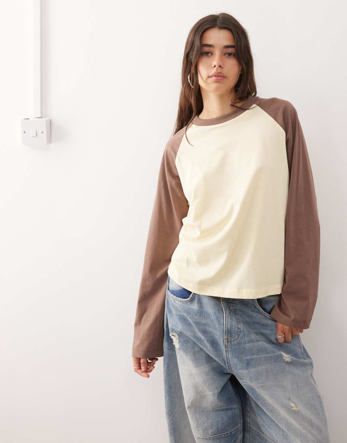 COLLUSION oversized raglan t-shirt in chocolate yellow
