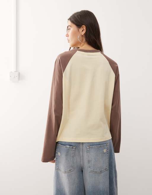 COLLUSION oversized raglan t-shirt in chocolate yellow