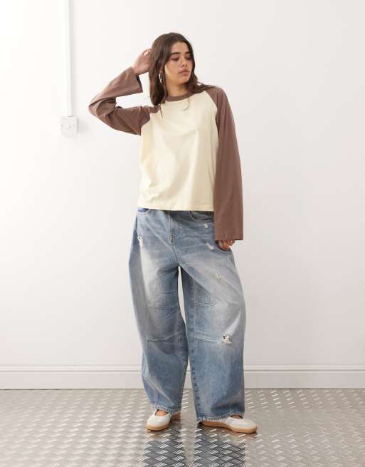 COLLUSION oversized raglan t-shirt in chocolate yellow