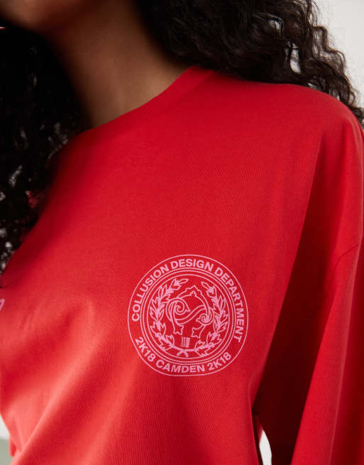 COLLUSION oversized red logo graphic tee, 4 of 4