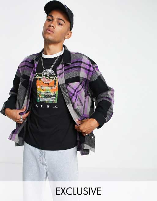 COLLUSION oversized shacket in large brushed check