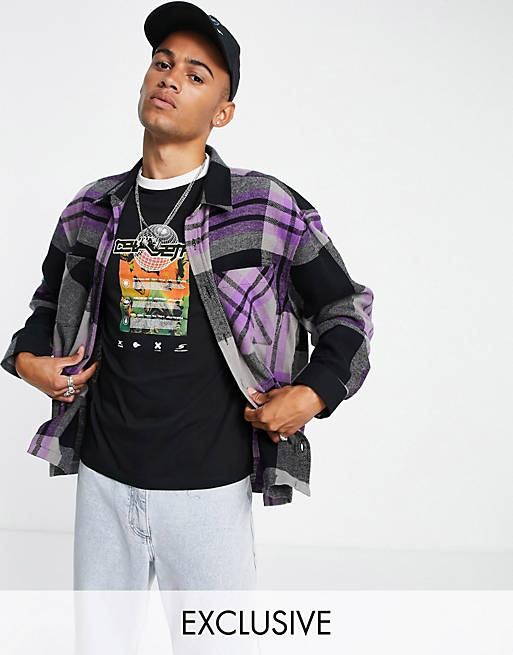 Men COLLUSION oversized shacket in large check 