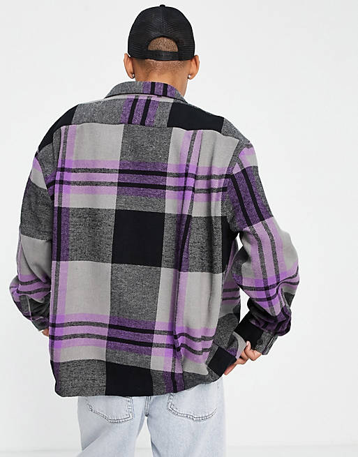 Men COLLUSION oversized shacket in large check 