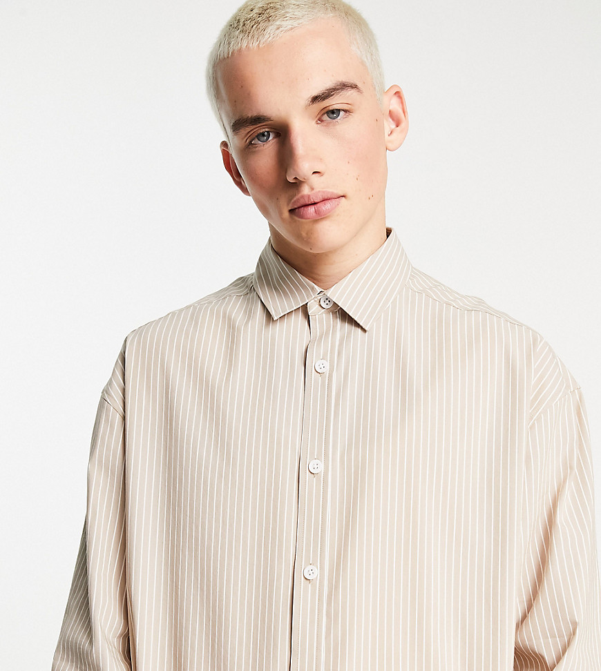 COLLUSION oversized shirt in beige stripe-Neutral