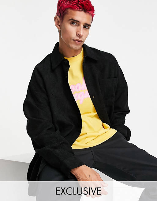 COLLUSION oversized shirt in black cord
