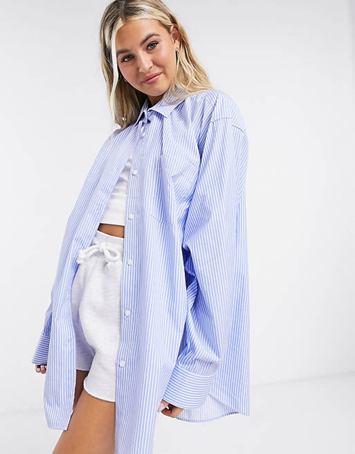 COLLUSION oversized shirt in blue stripe | ASOS