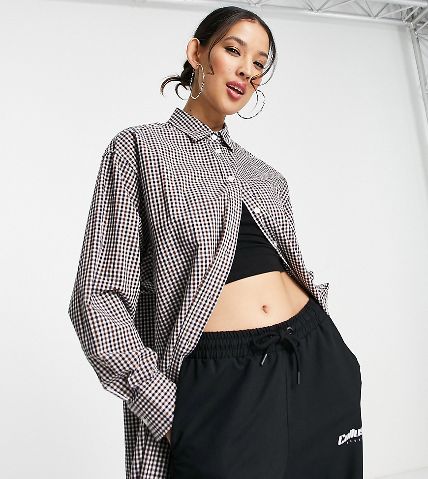 COLLUSION oversized shirt in brown plaid