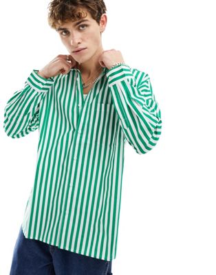 COLLUSION oversized shirt in green stripe