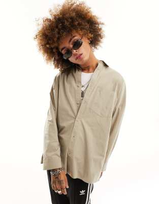 Collusion Oversized Shirt In Stone-no Color