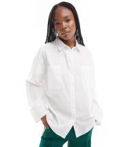 Selected Femme cropped boxy shirt in white