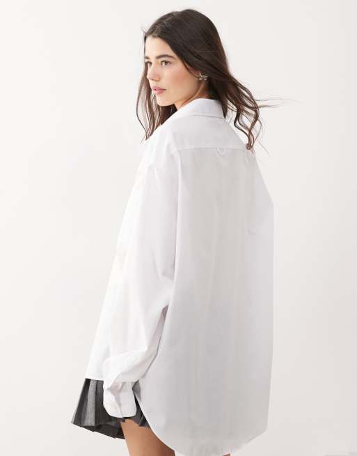 COLLUSION oversized shirt in white